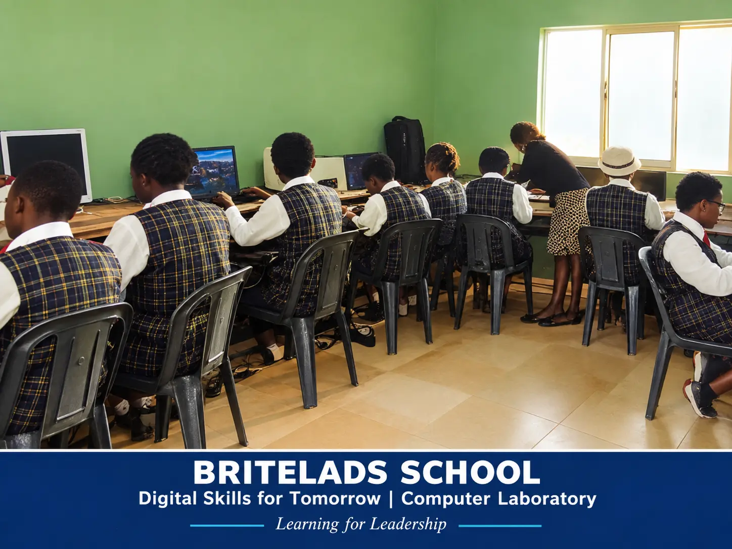 Learners using computers in the Britelads School computer laboratory