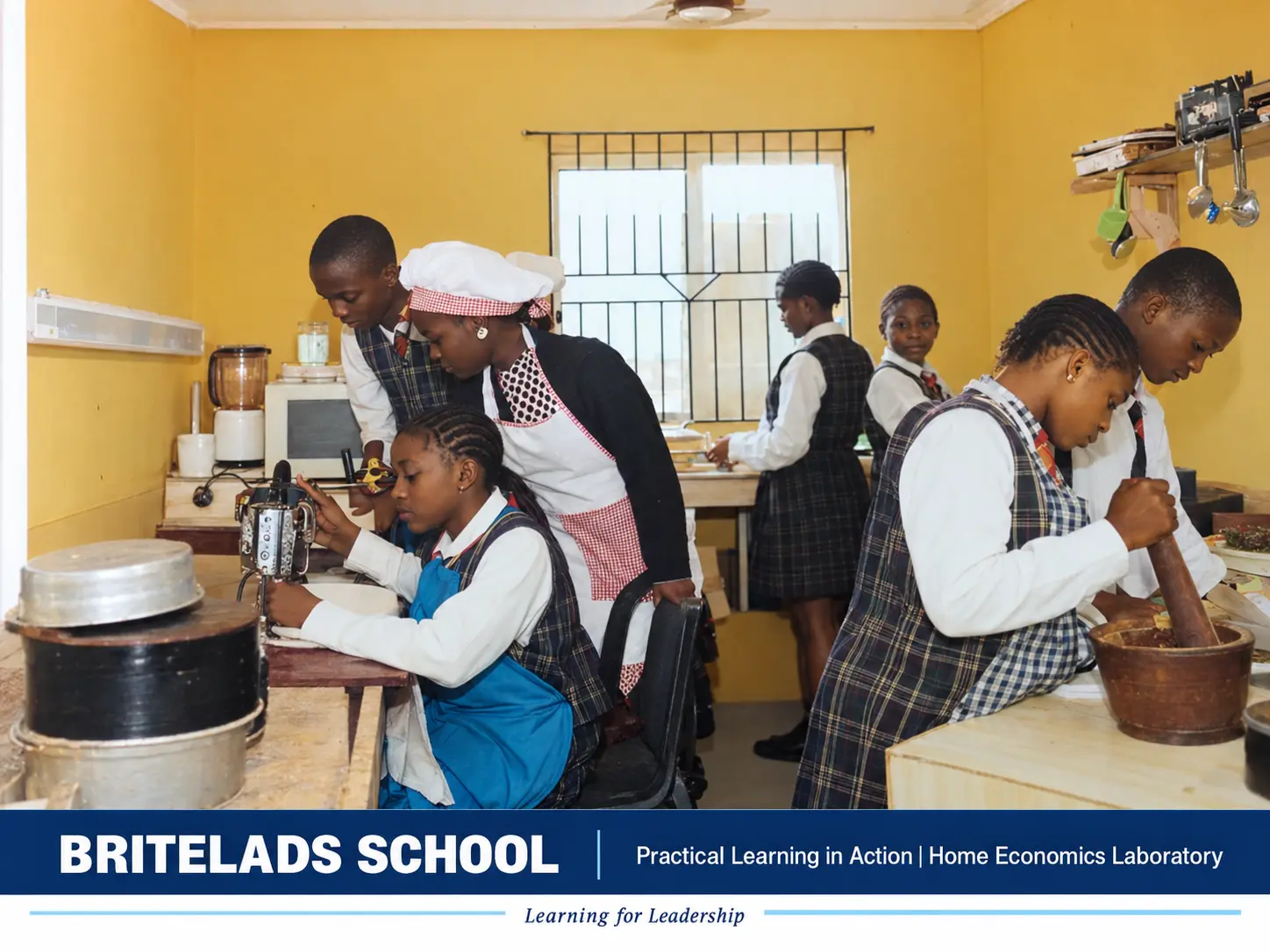 Learners taking part in practical work in the home economics laboratory